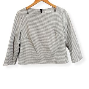 Rachel Zoe checkered houndstooth print‎ back zip blouse womans size small